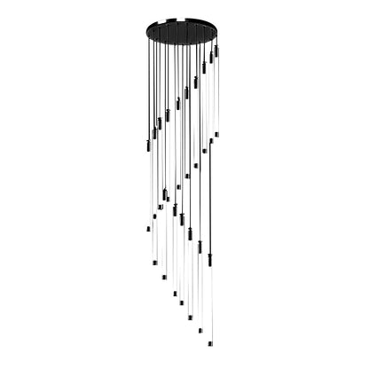 Acrylic Spiral Tube Staircase Chandelier Gold Black LED 3000K/6000K Adjustable Silhouette 7 Configurations