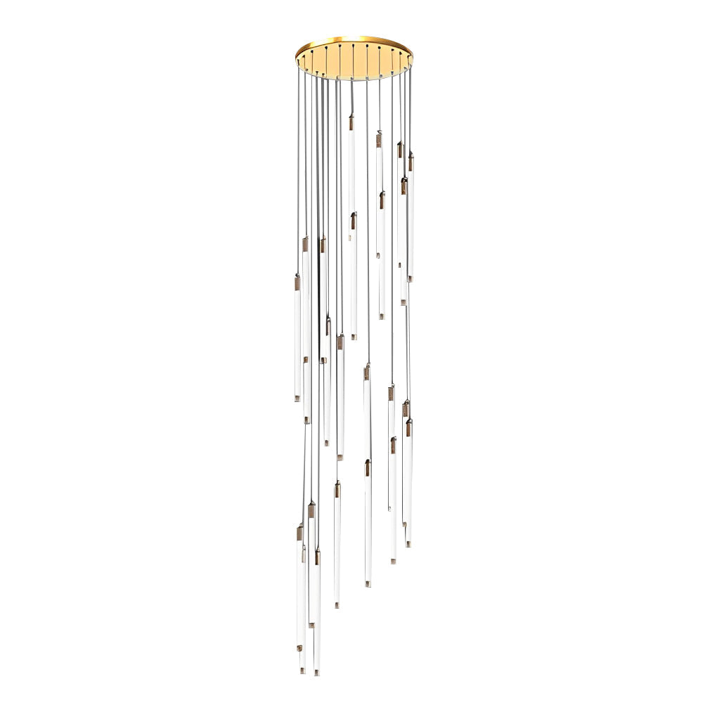 Acrylic Spiral Tube Staircase Chandelier Gold Black LED 3000K/6000K Adjustable Silhouette 7 Configurations
