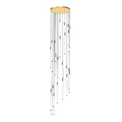 Acrylic Spiral Tube Staircase Chandelier Gold Black LED 3000K/6000K Adjustable Silhouette 7 Configurations