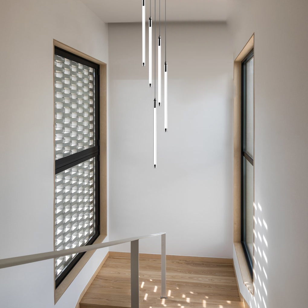 Acrylic Spiral Tube Staircase Chandelier Gold Black LED 3000K/6000K Adjustable Silhouette 7 Configurations