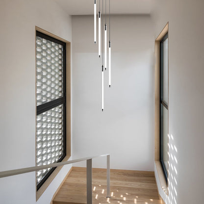 Acrylic Spiral Tube Staircase Chandelier Gold Black LED 3000K/6000K Adjustable Silhouette 7 Configurations