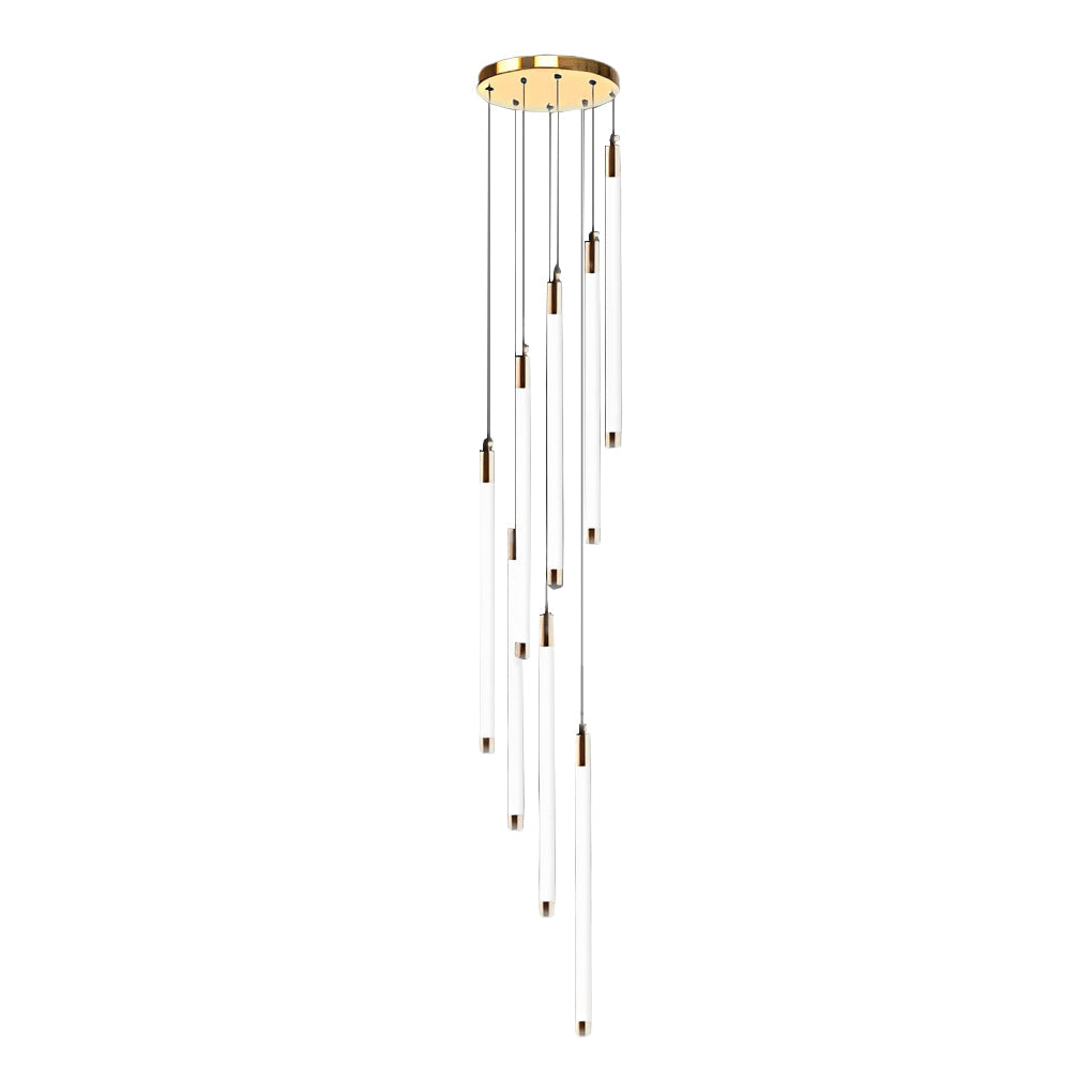 Acrylic Spiral Tube Staircase Chandelier Gold Black LED 3000K/6000K Adjustable Silhouette 7 Configurations