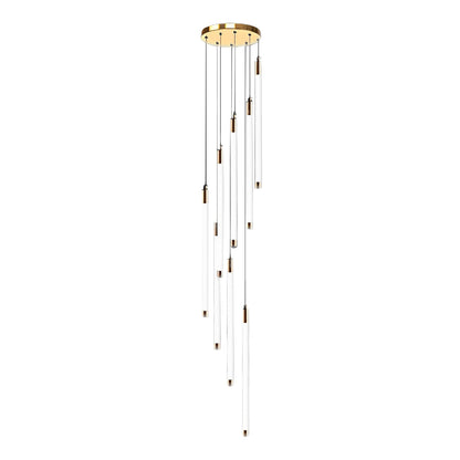 Acrylic Spiral Tube Staircase Chandelier Gold Black LED 3000K/6000K Adjustable Silhouette 7 Configurations