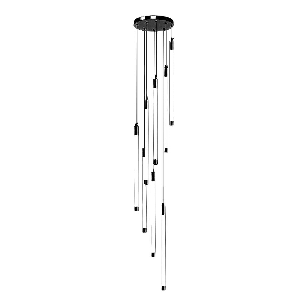 Acrylic Spiral Tube Staircase Chandelier Gold Black LED 3000K/6000K Adjustable Silhouette 7 Configurations