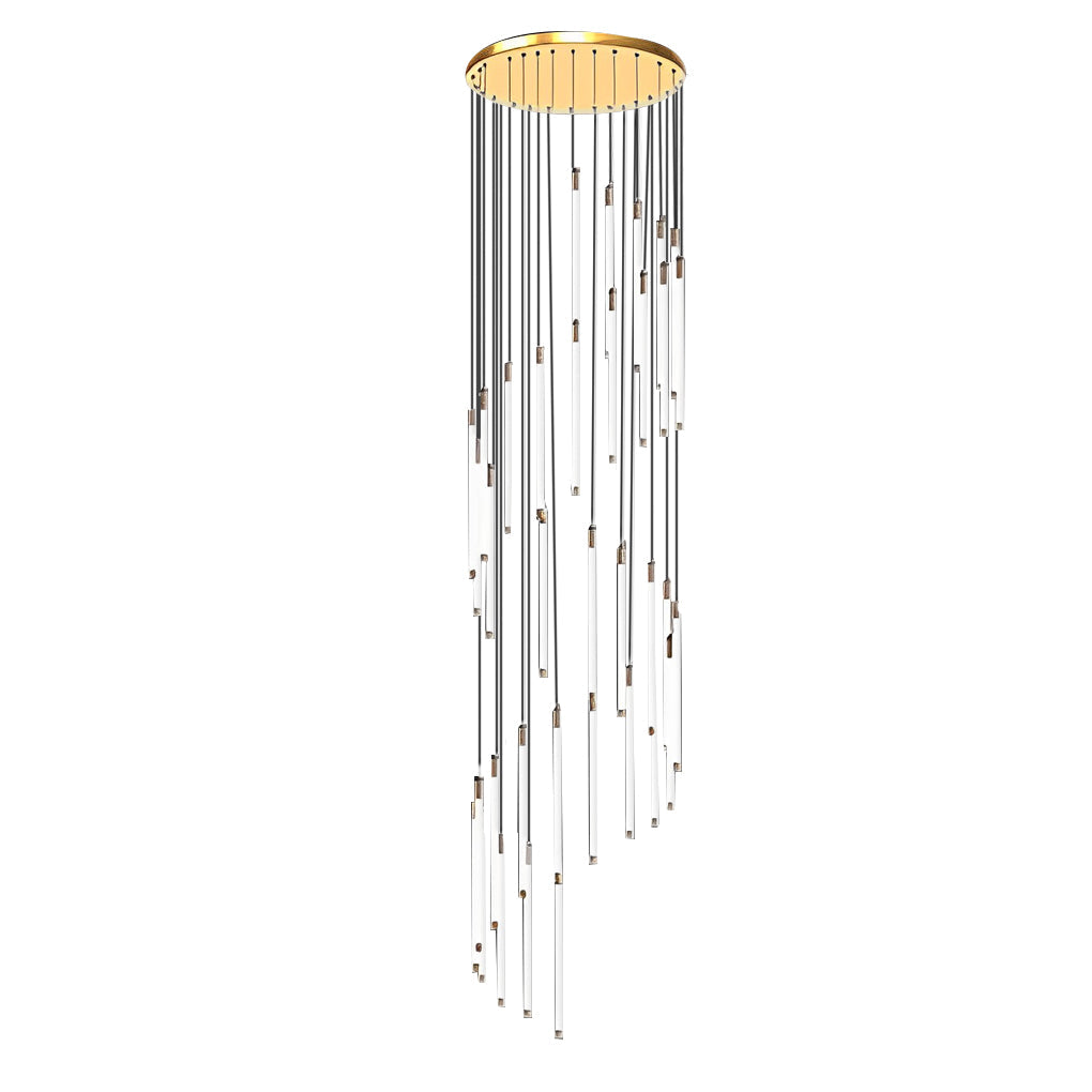 Acrylic Spiral Tube Staircase Chandelier Gold Black LED 3000K/6000K Adjustable Silhouette 7 Configurations
