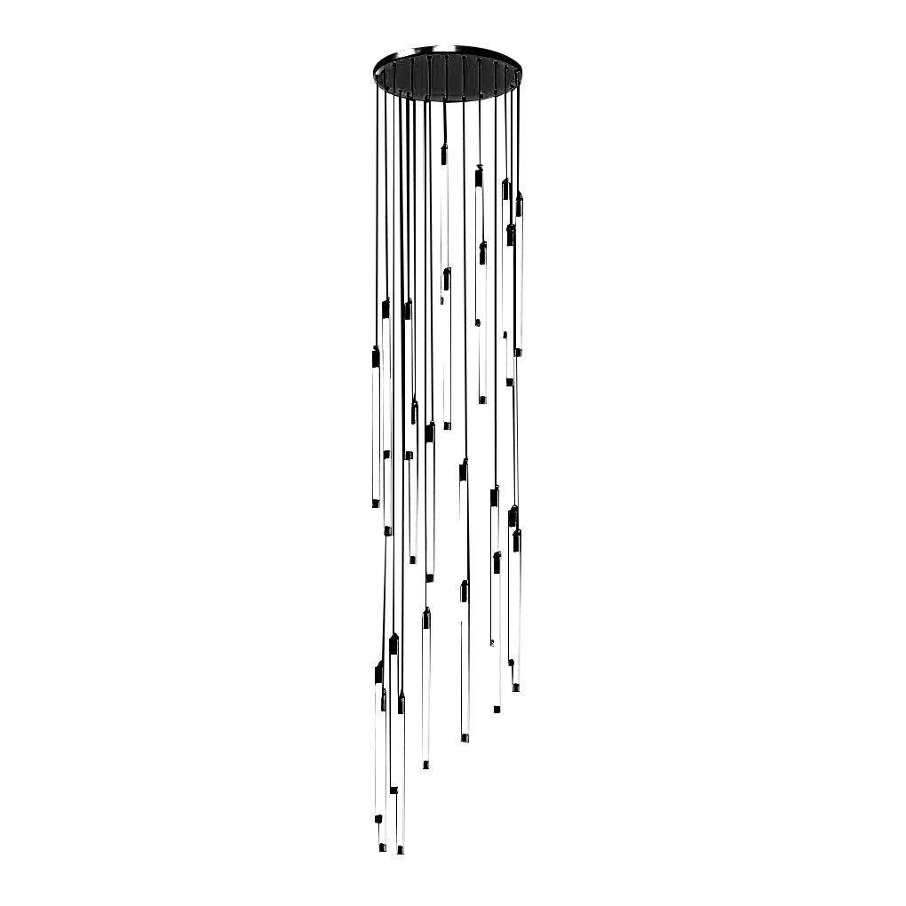 Acrylic Spiral Tube Staircase Chandelier Gold Black LED 3000K/6000K Adjustable Silhouette 7 Configurations