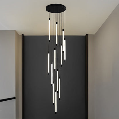 Acrylic Spiral Tube Staircase Chandelier Gold Black LED 3000K/6000K Adjustable Silhouette 7 Configurations