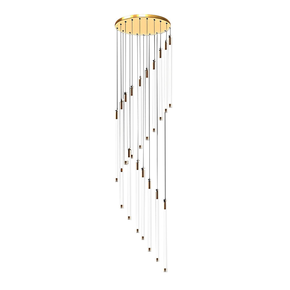 Acrylic Spiral Tube Staircase Chandelier Gold Black LED 3000K/6000K Adjustable Silhouette 7 Configurations