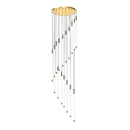 Acrylic Spiral Tube Staircase Chandelier Gold Black LED 3000K/6000K Adjustable Silhouette 7 Configurations