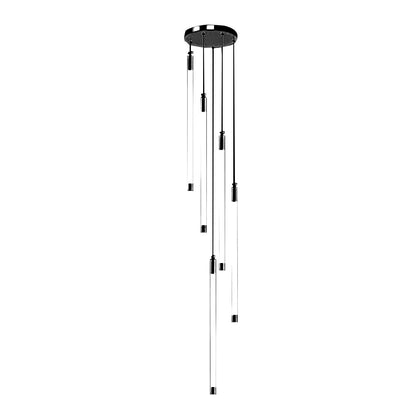 Acrylic Spiral Tube Staircase Chandelier Gold Black LED 3000K/6000K Adjustable Silhouette 7 Configurations