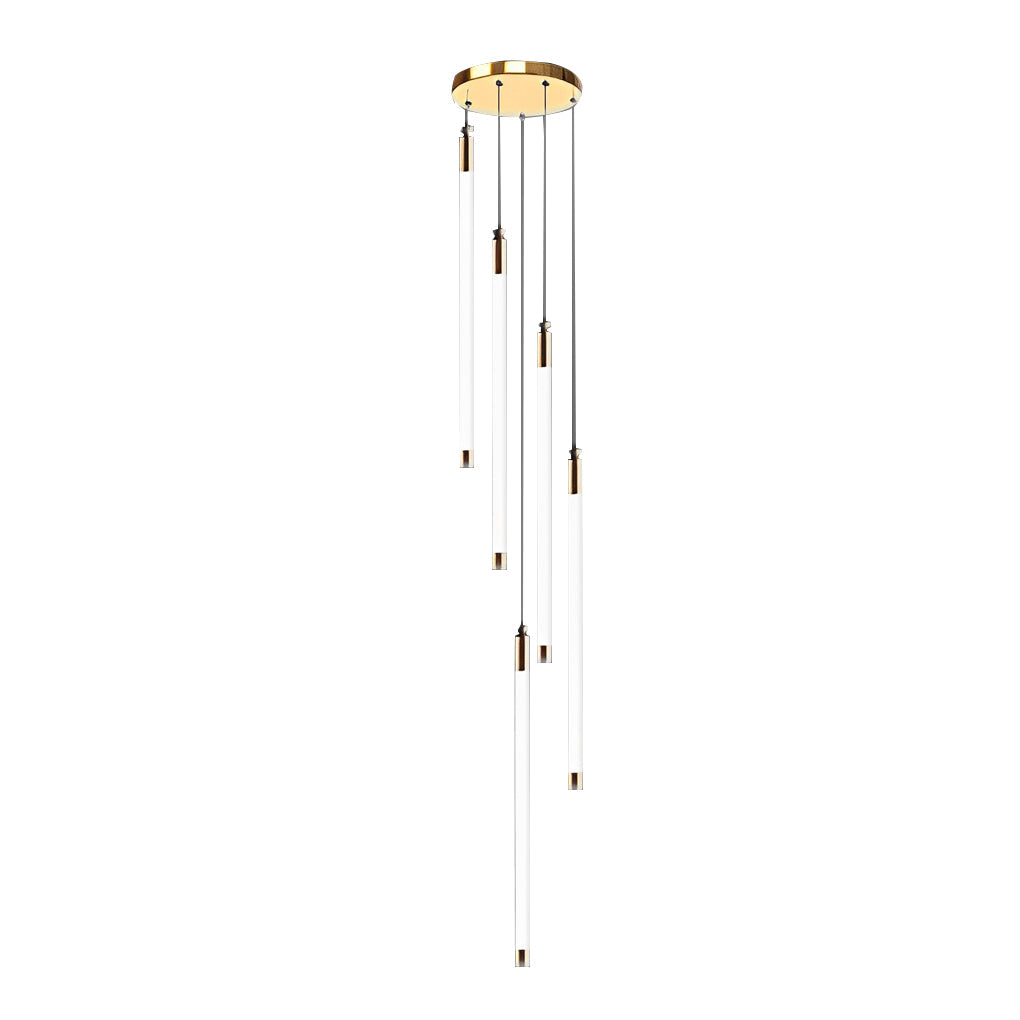 Acrylic Spiral Tube Staircase Chandelier Gold Black LED 3000K/6000K Adjustable Silhouette 7 Configurations