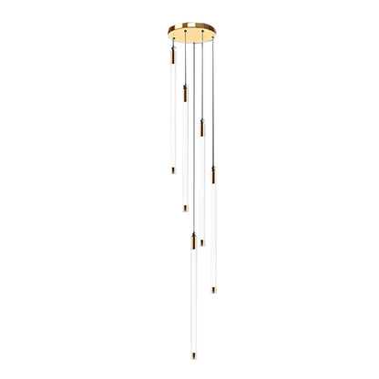 Acrylic Spiral Tube Staircase Chandelier Gold Black LED 3000K/6000K Adjustable Silhouette 7 Configurations