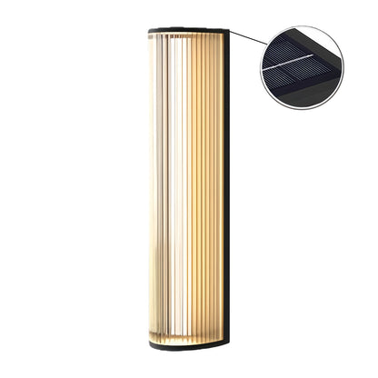Vertical Fluted Stainless Steel LED Outdoor Wall Sconce IP65 Solar/Hardwired