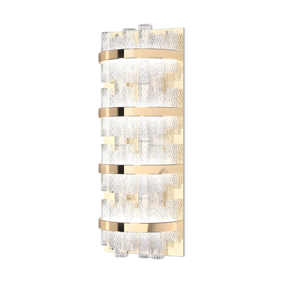 Modern Glass Wall Sconce – Stainless Steel Gold LED Crystal Wall Light