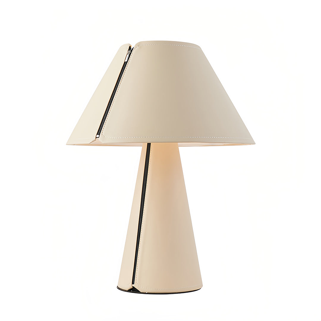 Modern Table Lamp Leather Wrapped Base Pleated Shade LED Warm White E27 Nordic Postmodern Bedside White 22.05 Inch