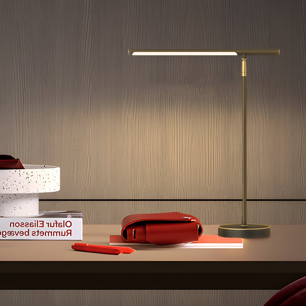 Modern Table Lamp Linear LED 3 Color Temp Adjustable Brushed Copper Black 17 Inch