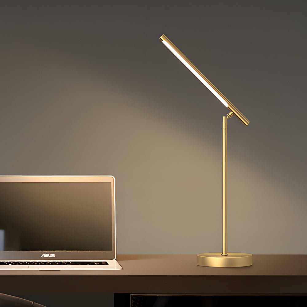 Modern Table Lamp Linear LED 3 Color Temp Adjustable Brushed Copper Black 17 Inch