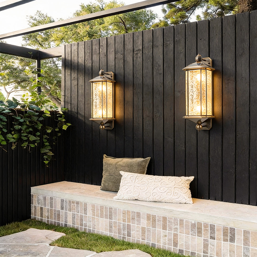 Copper Outdoor Wall Lantern Mid-Century 3-CCT Solar or Hardwired IP65