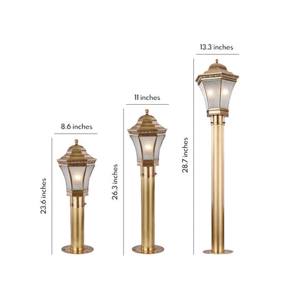 Classic Copper Path Lights Outdoor Waterproof Glass Shade 3 Sizes E27 E14 IP55