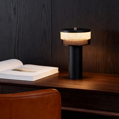 Nordic Cylindrical Iron LED Table Lamp Stepless Dimming USB Rechargeable Black White