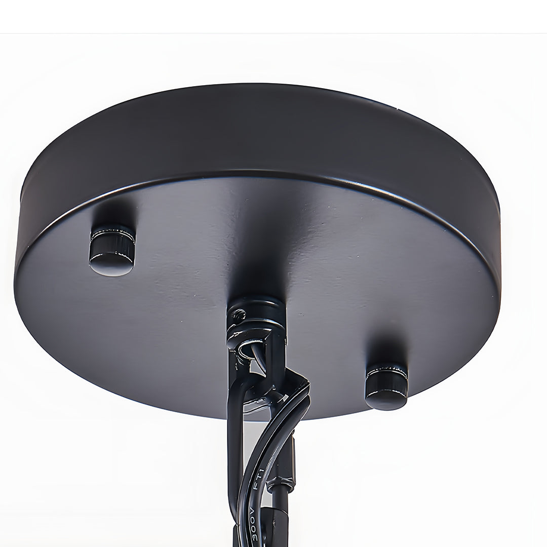 Black Drum Pendant Light Stacked Iron Rings Walnut Accent E12 American Retro 3 Sizes Dining Bar