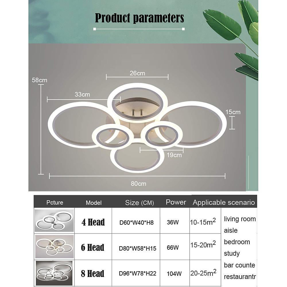 Multi-Circle Cluster Double-Tier Semi-Flush Mount Ceiling Light — Modern Aluminum Acrylic LED 4 6 8 Light