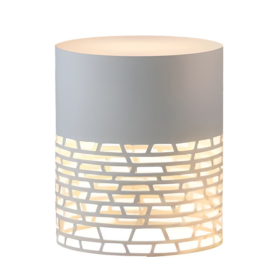 Hollow Mesh Cylinder LED Outdoor Floor Lantern IP54 Stainless Steel Acrylic 3000K
