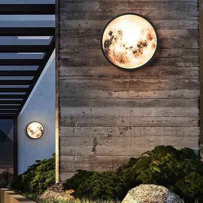 Moon Outdoor Wall Sconce Lunar Texture Glass LED 3000K Stainless Steel 2 Sizes