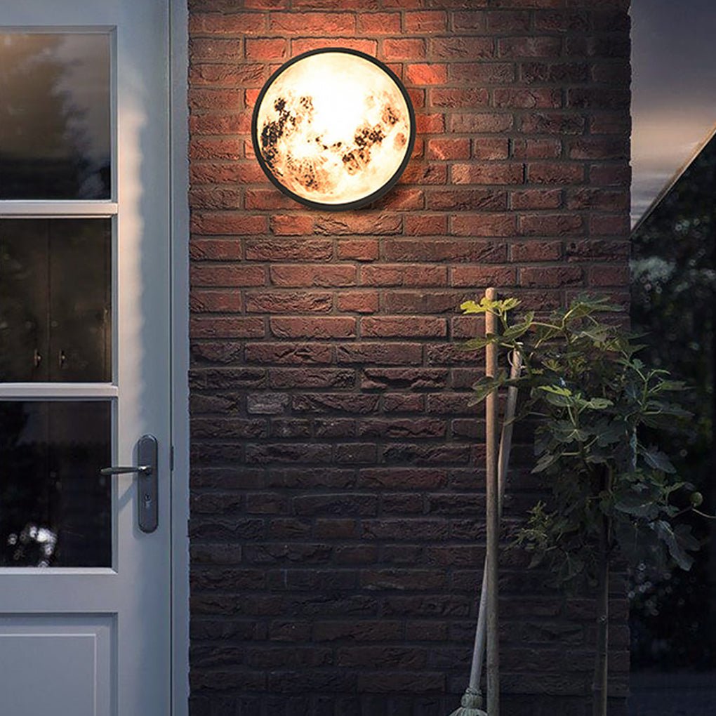 Moon Outdoor Wall Sconce Lunar Texture Glass LED 3000K Stainless Steel 2 Sizes