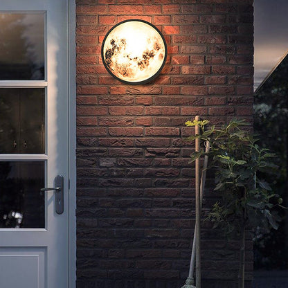 Moon Outdoor Wall Sconce Lunar Texture Glass LED 3000K Stainless Steel 2 Sizes