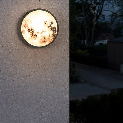 Moon Outdoor Wall Sconce Lunar Texture Glass LED 3000K Stainless Steel 2 Sizes