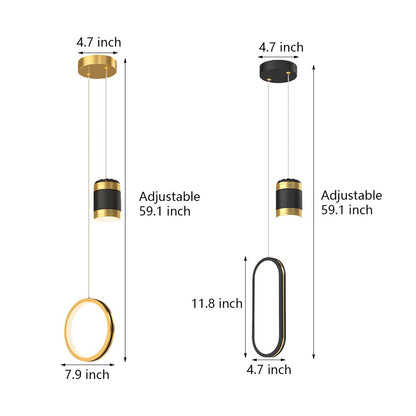 Starry Projection Iron and Silicone Ring Pendant Light with 3-Step Colour Temperature in Round or Oval