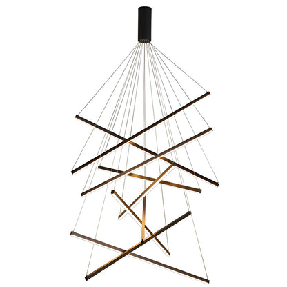 Geometric Linear LED Chandelier Black Iron Aluminium Dimmable 3000K–6000K Remote 4 Configurations