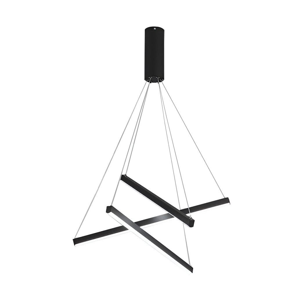 Geometric Linear LED Chandelier Black Iron Aluminium Dimmable 3000K–6000K Remote 4 Configurations
