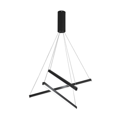 Geometric Linear LED Chandelier Black Iron Aluminium Dimmable 3000K–6000K Remote 4 Configurations