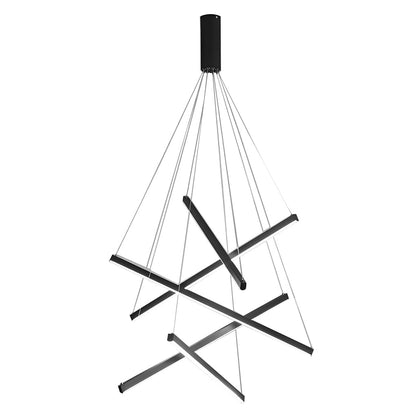 Geometric Linear LED Chandelier Black Iron Aluminium Dimmable 3000K–6000K Remote 4 Configurations