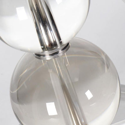 Stacked Crystal Ball Table Lamp White Fabric Drum Shade E26 E27 In-line Remote