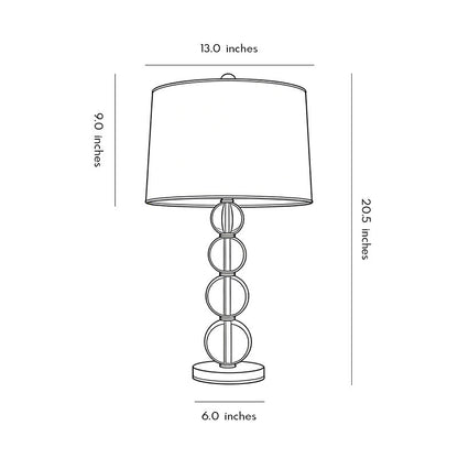 Stacked Crystal Ball Table Lamp White Fabric Drum Shade E26 E27 In-line Remote