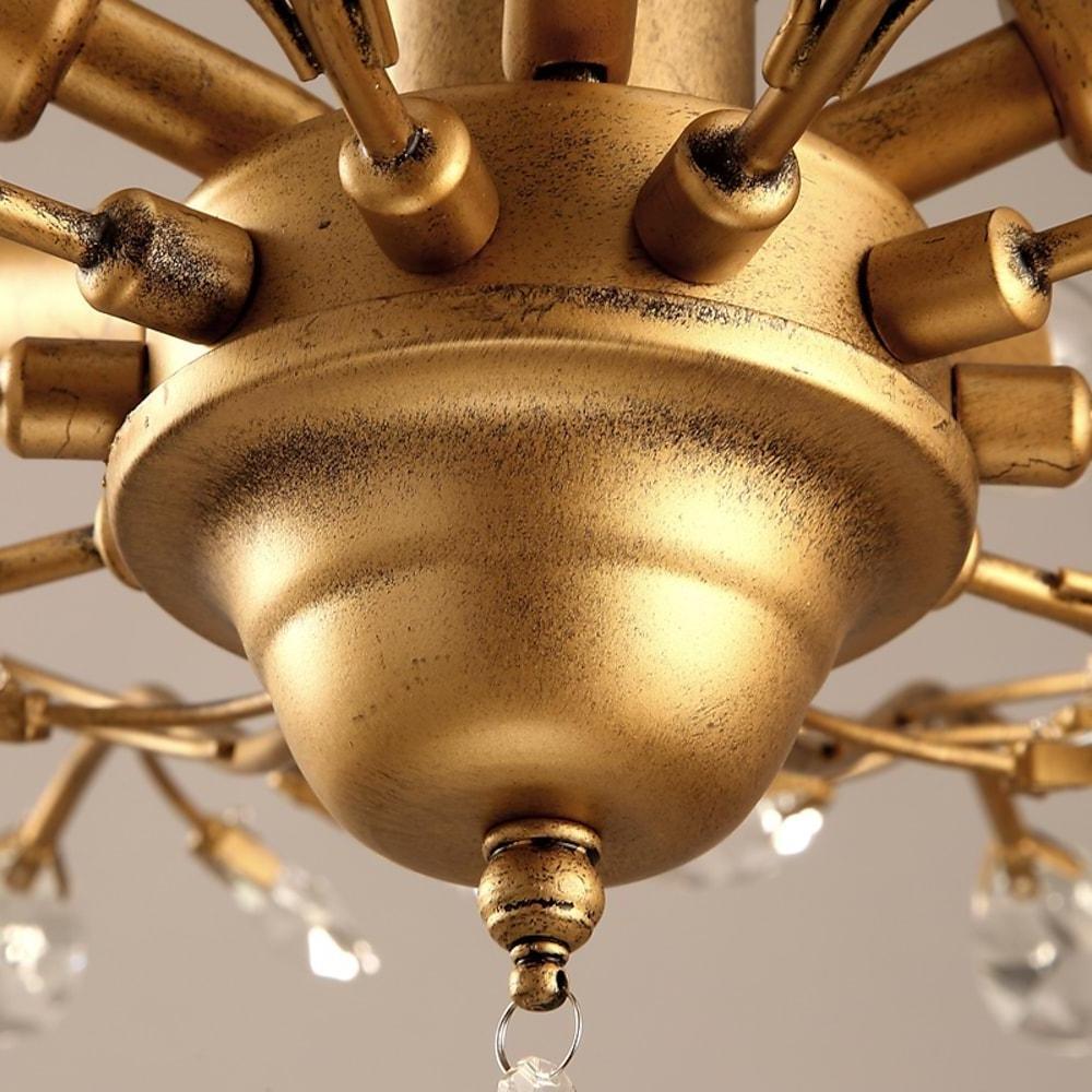 Crystal Branch Semi-Flush Ceiling Chandelier Metal Black Gold E14 3000K Nordic 3 Configurations