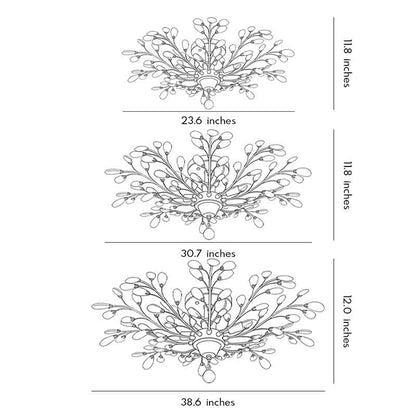 Crystal Branch Semi-Flush Ceiling Chandelier Metal Black Gold E14 3000K Nordic 3 Configurations