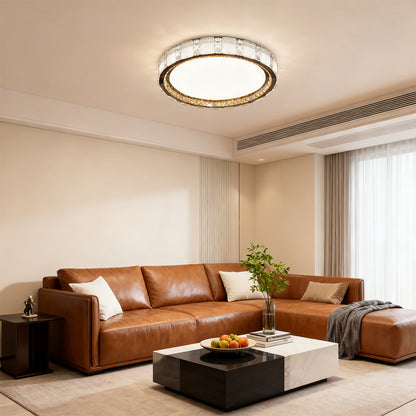 Sparkling Crystal Halo Flush Mount Chrome Round Three Sizes