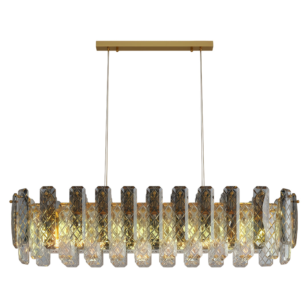 Contemporary Crystal Chandelier Solid Copper Textured Crystal Rods Eye-Protecting E14 French Style