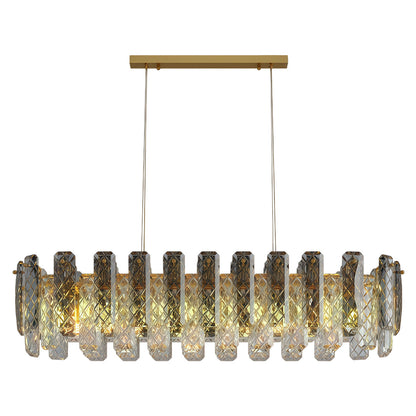 Contemporary Crystal Chandelier Solid Copper Textured Crystal Rods Eye-Protecting E14 French Style
