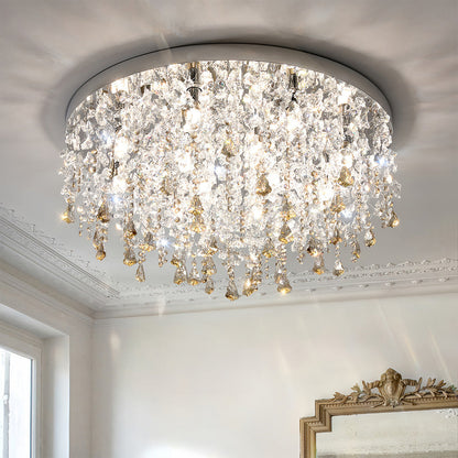 French Champagne Gold Crystal Chandelier Waterfall Bead Drape Three Sizes