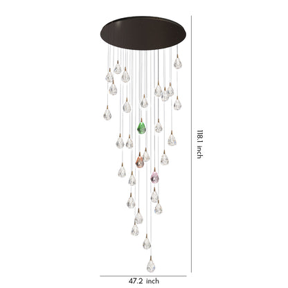 Staircase Chandelier Gold Crystal 30-Head 3D Matrix LED 3000K 4500K 6000K