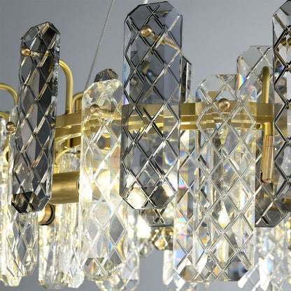 Contemporary Crystal Chandelier Solid Copper Textured Crystal Rods Eye-Protecting E14 French Style