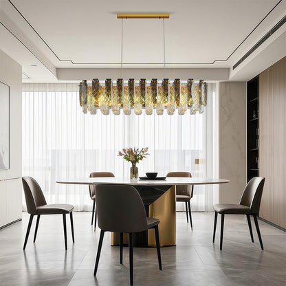 Contemporary Crystal Chandelier Solid Copper Textured Crystal Rods Eye-Protecting E14 French Style