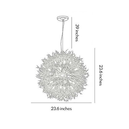 Crystal Dandelion Chandelier Electroplated Metal G9 16-Light Crystal Beads Chrome Gold 24'' Indoor