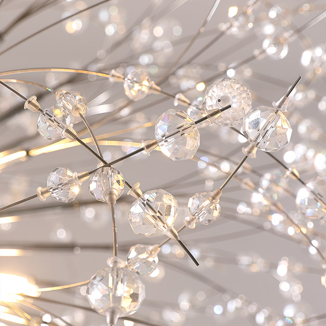 Crystal Dandelion Chandelier Electroplated Metal G9 16-Light Crystal Beads Chrome Gold 24'' Indoor