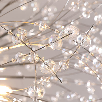 Crystal Dandelion Chandelier Electroplated Metal G9 16-Light Crystal Beads Chrome Gold 24'' Indoor